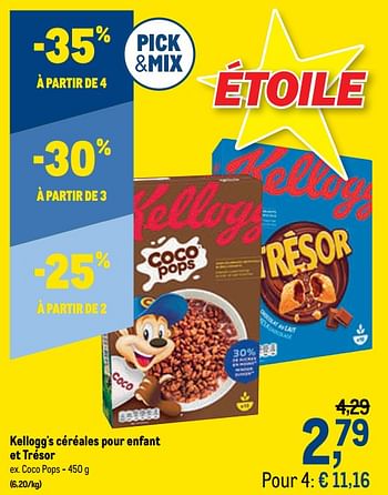 Promotions Kellogg`s céréales pour enfant et trésor coco pops - Kellogg's - Valide de 05/05/2021 à 18/05/2021 chez Makro