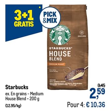 Promotions Starbucks en grains - medium house blend - Starbucks - Valide de 05/05/2021 à 18/05/2021 chez Makro
