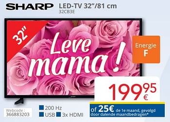 Promoties Sharp led-tv 32``-81 cm 32cb3e - Sharp - Geldig van 01/05/2021 tot 31/05/2021 bij Eldi