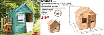 Promotions Maisons en bois pour enfants mimosa - Produit maison - Dema - Valide de 21/03/2021 à 20/06/2021 chez Dema