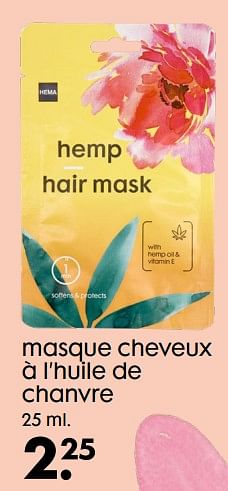 Promoties Masque cheveux à l`huile de chanvre - Huismerk - Hema - Geldig van 28/04/2021 tot 11/05/2021 bij Hema