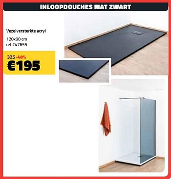 Promoties Inloopdouches mat zwart vezelversterkte acryl - Huismerk - Bouwcenter Frans Vlaeminck - Geldig van 05/05/2021 tot 31/05/2021 bij Bouwcenter Frans Vlaeminck
