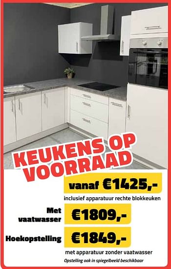 Promoties Keukens op voorraad met vaatwasser - Huismerk - Bouwcenter Frans Vlaeminck - Geldig van 05/05/2021 tot 31/05/2021 bij Bouwcenter Frans Vlaeminck