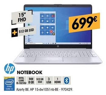 Promoties Hp notebook hp 15-dw1051nb-be - HP - Geldig van 05/05/2021 tot 16/05/2021 bij Electro Depot