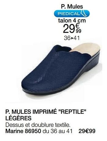 Promotions Mules imprimé reptile légères - Piedical - Valide de 01/04/2021 à 15/06/2021 chez Damart