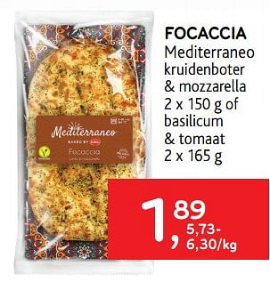 Promoties Focaccia mediterraneo kruidenboter + mozzarella - Huismerk - Alvo - Geldig van 05/05/2021 tot 18/05/2021 bij Alvo