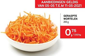 Promoties Geraspte wortelen - Huismerk - Alvo - Geldig van 05/05/2021 tot 11/05/2021 bij Alvo