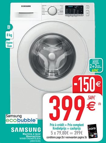 Promotions Samsung machine à laver wasmachine ww81ta049te-en - Samsung - Valide de 04/05/2021 à 17/05/2021 chez Cora