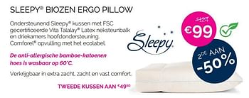 Promoties Sleepy biozen ergo pillow - Sleepy - Geldig van 01/05/2021 tot 31/05/2021 bij Sleepworld