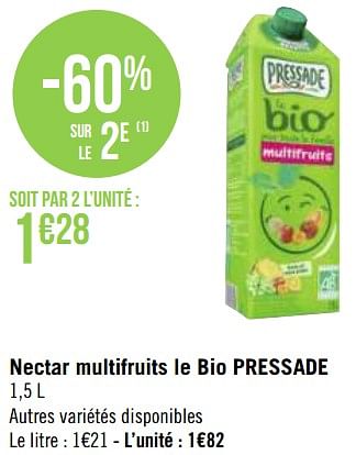 Promotions Nectar multifruits le bio pressade - Pressade - Valide de 03/05/2021 à 16/05/2021 chez Géant Casino
