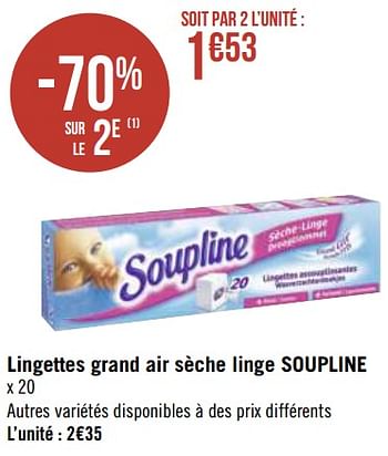 Promotions Lingettes grand air sèche linge soupline - Soupline - Valide de 03/05/2021 à 16/05/2021 chez Géant Casino