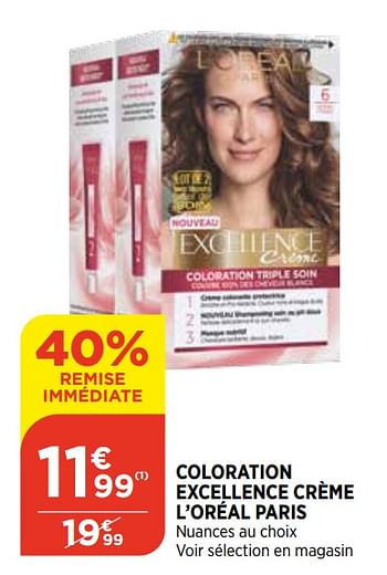 Promotions Coloration excellence crème l`oréal paris - L'Oreal Paris - Valide de 05/05/2021 à 10/05/2021 chez Atac