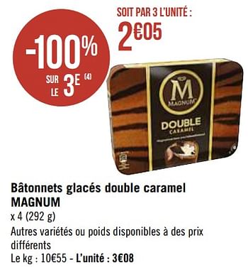 Promotions Bâtonnets glacés double caramel magnum - Ola - Valide de 03/05/2021 à 16/05/2021 chez Super Casino