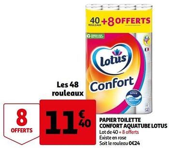 Promotions Papier toilette confort aquatube lotus - Lotus Nalys - Valide de 05/05/2021 à 11/05/2021 chez Auchan Ronq