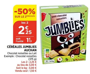 Promotions Céréales jumblies auchan - Auchan - Valide de 05/05/2021 à 10/05/2021 chez Bi1