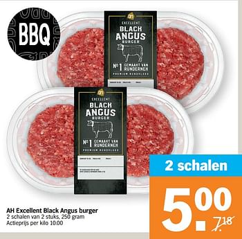Promotions Ah excellent black angus burger - Produit Maison - Albert Heijn - Valide de 03/05/2021 à 09/05/2021 chez Albert Heijn