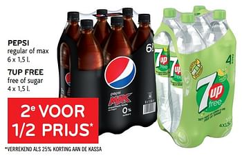 Promoties Pepsi + 7up free 2e voor 1-2 prijs - Huismerk - Alvo - Geldig van 05/05/2021 tot 18/05/2021 bij Alvo