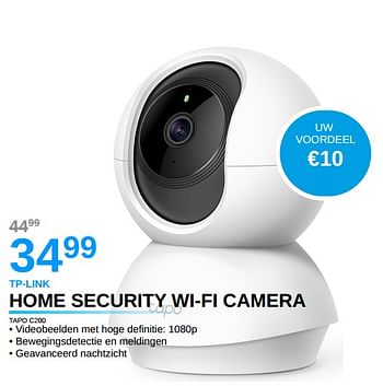 Promoties Tp-link home security wi-fi camera tapo c200 - TP-LINK - Geldig van 03/05/2021 tot 31/05/2021 bij Auva