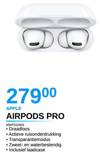 Promoties Apple airpods pro mwp22zwa - Apple - Geldig van 03/05/2021 tot 31/05/2021 bij Auva