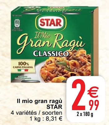 Promotions Il mio gran ragù star - Star - Valide de 04/05/2021 à 10/05/2021 chez Cora