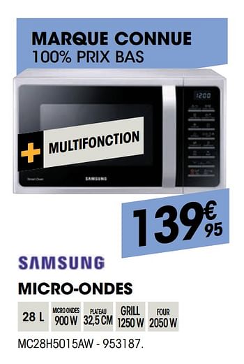 Promotions Samsung micro-ondes mc28h5015aw - Samsung - Valide de 05/05/2021 à 16/05/2021 chez Electro Depot