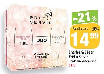 Promoties Charles + césar prêt à servir - Witte wijnen - Geldig van 05/05/2021 tot 11/05/2021 bij Match
