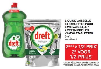 Promotions Liquide vaisselle et tablettes pour lave-vaisselle dreft 2ième à 1-2 prix - Dreft - Valide de 05/05/2021 à 18/05/2021 chez Alvo