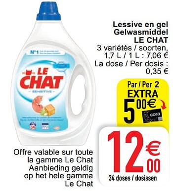 Promoties Lessive en gel gelwasmiddel le chat - Le Chat - Geldig van 04/05/2021 tot 10/05/2021 bij Cora
