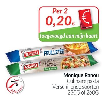 Promoties Monique ranou culinaire pasta - Monique ranou - Geldig van 01/05/2021 tot 31/05/2021 bij Intermarche