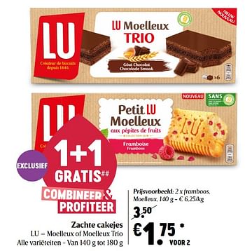 Promoties Lu framboos moelleux - Lu - Geldig van 06/05/2021 tot 12/05/2021 bij Delhaize