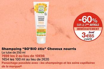 Promotions Shampoing so`bio étic cheveux nourris - So' Bio Étic - Valide de 05/05/2021 à 23/05/2021 chez MonoPrix