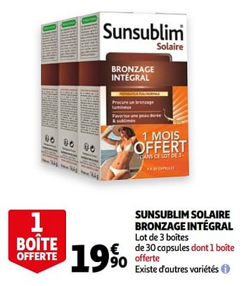 Promotions Sunsublim solaire bronzage intégral - Nutreov - Valide de 05/05/2021 à 25/05/2021 chez Auchan Ronq