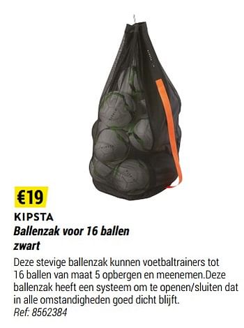 Promoties Ballenzak voor 16 ballen zwart - Kipsta - Geldig van 01/05/2021 tot 31/12/2021 bij Decathlon