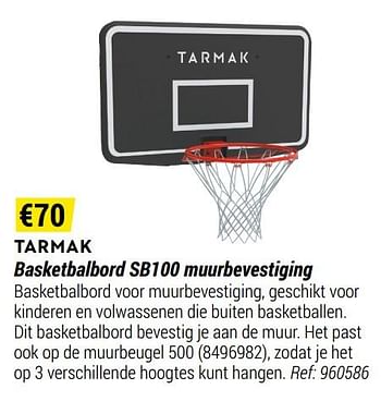 Promotions Basketbalbord sb100 muurbevestiging - Tarmak - Valide de 01/05/2021 à 31/12/2021 chez Decathlon