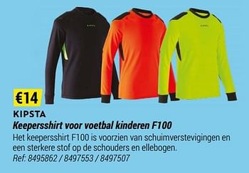 Promoties Keepersshirt voor voetbal kinderen f100 - Kipsta - Geldig van 01/05/2021 tot 31/12/2021 bij Decathlon