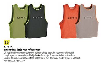 Promoties Omkeerbaar hesje voor volwassenen - Kipsta - Geldig van 01/05/2021 tot 31/12/2021 bij Decathlon