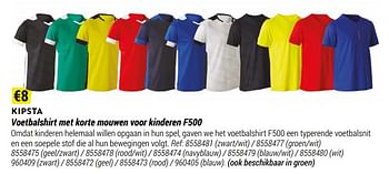 Promoties Voetbalshirt met korte mouwen voor kinderen f500 - Kipsta - Geldig van 01/05/2021 tot 31/12/2021 bij Decathlon