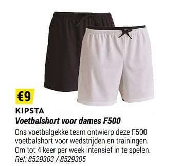 Promoties Voetbalshort voor dames f500 - Kipsta - Geldig van 01/05/2021 tot 31/12/2021 bij Decathlon