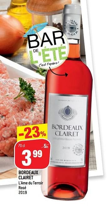 Promoties Bordeaux clairet l`ame du terroir rosé 2019 - Rode wijnen - Geldig van 05/05/2021 tot 11/05/2021 bij Match