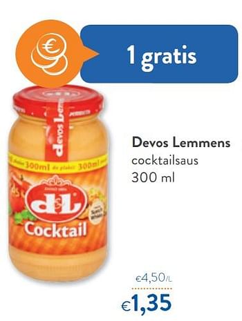 Promotions Devos lemmens cocktailsaus - Devos Lemmens - Valide de 05/05/2021 à 18/05/2021 chez OKay