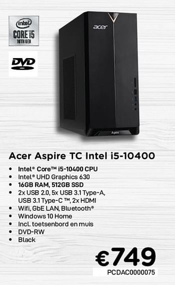 Promoties Acer aspire tc intel i5-10400 - Acer - Geldig van 04/05/2021 tot 31/05/2021 bij Compudeals