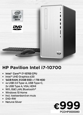 Promoties Hp pavilion intel i7-10700 - HP - Geldig van 04/05/2021 tot 31/05/2021 bij Compudeals