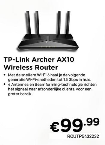 Promoties Tp-link archer ax10 wireless router - TP-LINK - Geldig van 04/05/2021 tot 31/05/2021 bij Compudeals