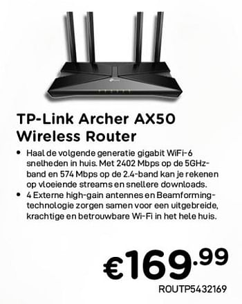 Promoties Tp-link archer ax50 wireless router - TP-LINK - Geldig van 04/05/2021 tot 31/05/2021 bij Compudeals