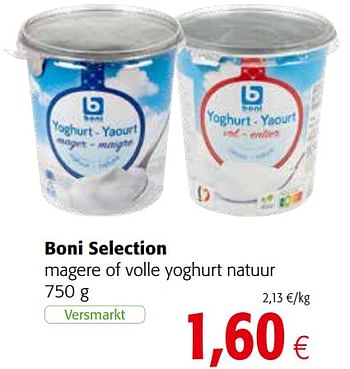 Promoties Boni selection magere of volle yoghurt natuur - Boni - Geldig van 05/05/2021 tot 18/05/2021 bij Colruyt