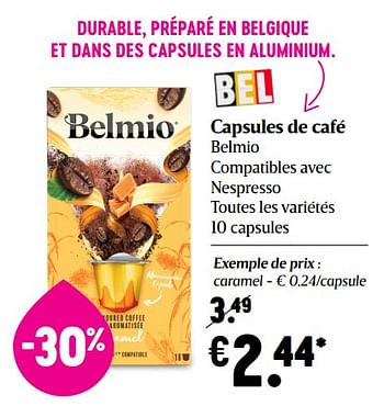 Promotions Capsules de café belmio - Belmio - Valide de 06/05/2021 à 12/05/2021 chez Delhaize