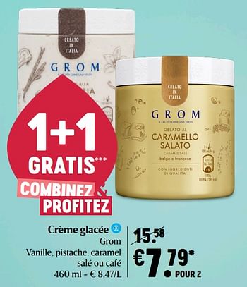 Promotions Crème glacée grom - Grom - Valide de 06/05/2021 à 12/05/2021 chez Delhaize