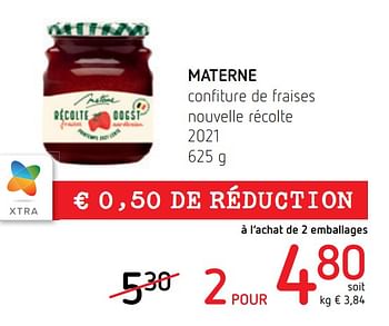 Promotions Materne confiture de fraises nouvelle récolte 2021 - Materne - Valide de 06/05/2021 à 19/05/2021 chez Spar (Colruytgroup)