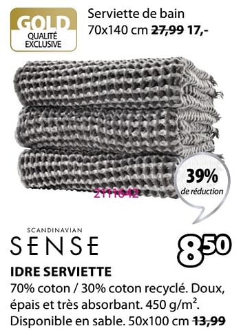Promotions Idre serviette - Sense - Valide de 03/05/2021 à 16/05/2021 chez Jysk