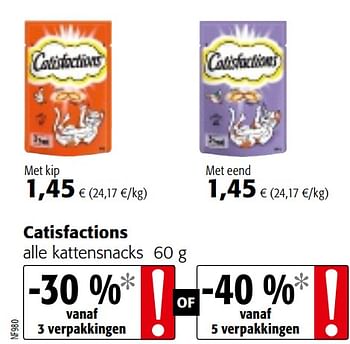 Promoties Catisfactions alle kattensnacks - Catisfactions - Geldig van 05/05/2021 tot 18/05/2021 bij Colruyt